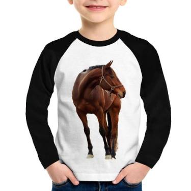 Imagem de Camiseta Raglan Infantil Cavalo Andaluz Manga Longa - Foca na Moda, Br