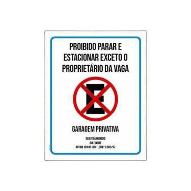 Imagem de Placa Proibido Parar Exceto Proprietário 18x23cm 10un