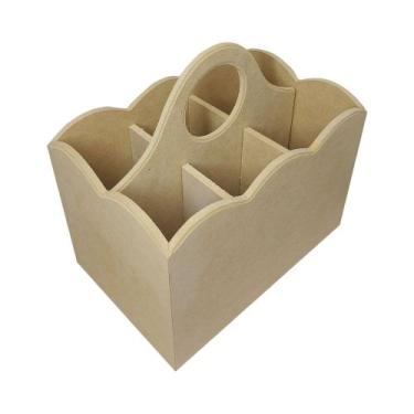 Imagem de Porta Talheres com 6 Repartições e Alça 23x15x23 Mdf Madeira 6mm - ATA