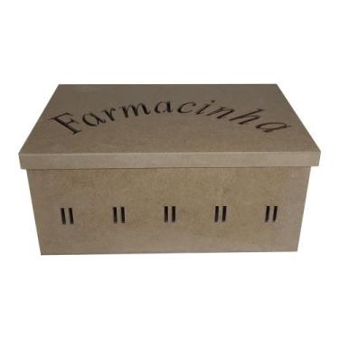 Imagem de Caixa Farmacinha Tampa Sapato Passa Fita 30x20x13 3mm Mdf Madeira - AT