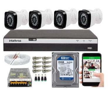 Imagem de Kit 4 Câmeras HD 720p + DVR Intelbras MHDX 3104 C/HD