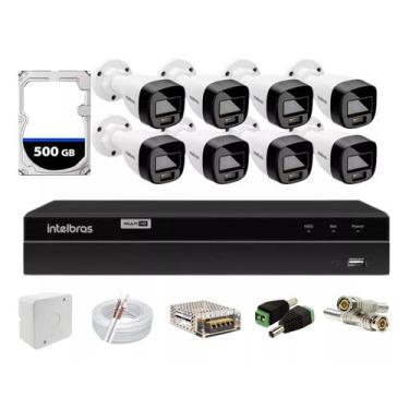 Imagem de Kit Intelbras 8 Vhd 1120b Full Color, Dvr Mhdx 1208 C/500gb