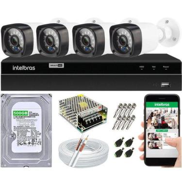 Imagem de Kit Cftv 4 Câmeras de Segurança AHD 720p e Dvr Mhdx Full Hd Intelbras 