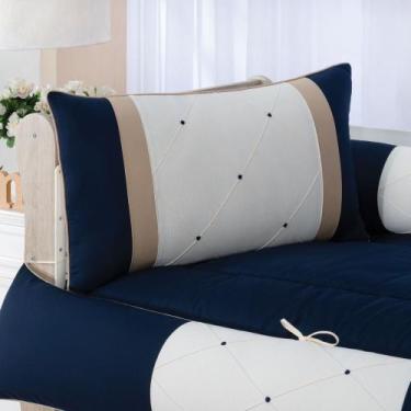 Imagem de Kit enxoval para berço 505 nervurado marinho/bege luxo barato com baba