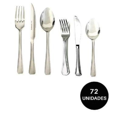 Imagem de Jogo de talheres faqueiro colher faca garfo inox - 72 peças - Catuaí
