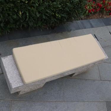 Imagem de Almofada de banco de assento para tecido de linho de jardim ao ar livre + almofada de assento retangular com núcleo de esponja de alta densidade para ambientes externos e internos