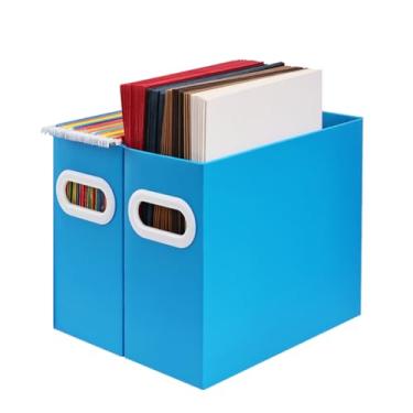 Imagem de Aosric Organizador de arquivos pendurado, organizador de pasta de arquivos de papelão para tamanho carta, caixa de armazenamento de documentos de mesa, caixas de suporte de pasta de arquivos portáteis