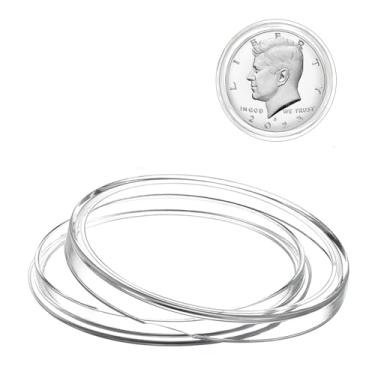 Imagem de MUDOR Porta-moedas por meio dólar, 100 caixas de armazenamento de moedas para colecionadores, cápsulas protetoras de coleção de moedas de plástico