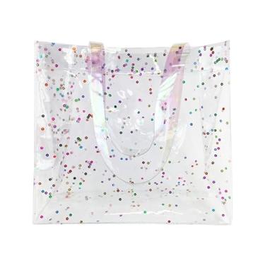 Imagem de TotePrint 2 peças bolsa de mão transparente estampada versátil à prova d'água, bolsa de trabalho em relevo fantasma, bolsa de ombro para presente para mulheres, Lantejoulas 526-7,