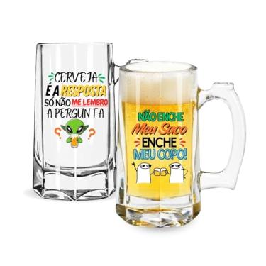 Imagem de Kit 2 Canecas Cerveja/Chopp Vidro Zero Grau Personalizada Frases Engraçadas Meme Estampa Resistente Presente Criativo Apoio Dedo Vai Ao Freezer