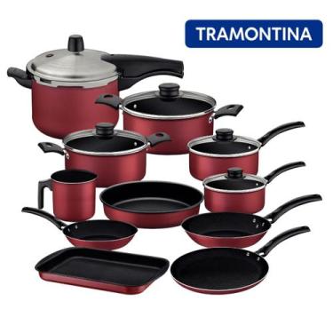 Imagem de Jogo Panelas Tramontina Com Frigideiras Antiaderentes E Panela Pressão
