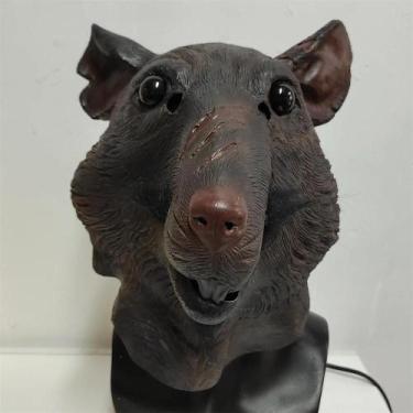 Imagem de Máscara de Cavalo Unicórnio Marrom - Fantasia de Luxo para Halloween e