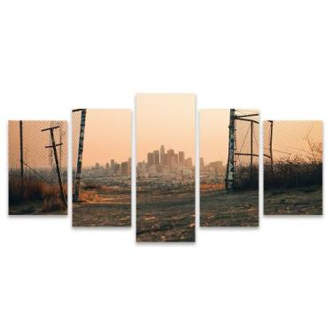 Imagem de Kit Quadros Mosaico Portões Cidade Sala Quarto Fundo Grade - Deliquadr