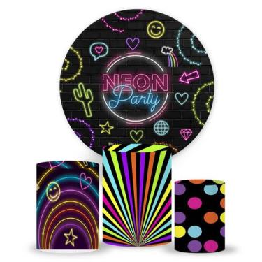Imagem de KIT  Painel de festa,Neon, painel redondo, trio capa de cilindro e por