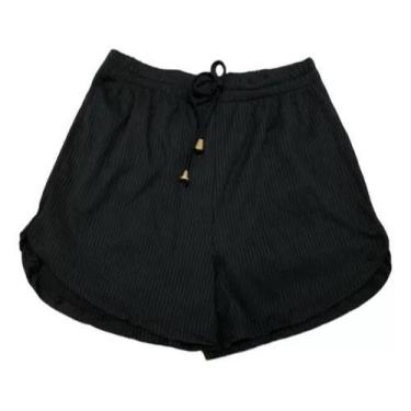 Imagem de Short Canelado Feminino Elástico Na Cintura Pingente Dourado - Rafaga