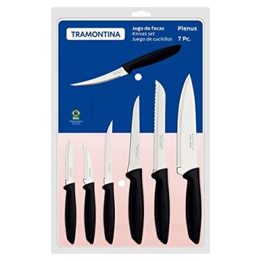 Imagem de Jogo De Facas Tramontina Plenus Com Lâminas Em Aço Inox E Cabos De Polipropileno Preto 07 Peças