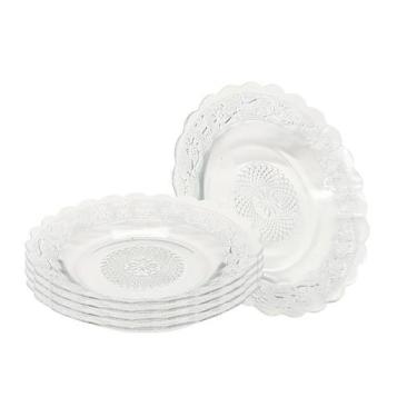 Imagem de Jogo de 6 Pratos de Vidro Fundo Sopa 22 cm Almoço Jantar Mesa Transpar