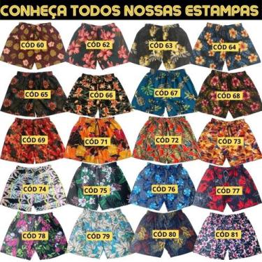 Imagem de Kit 3 Shorts Praia Masculino Estampado Banho Piscina R 370 - FR, Quero