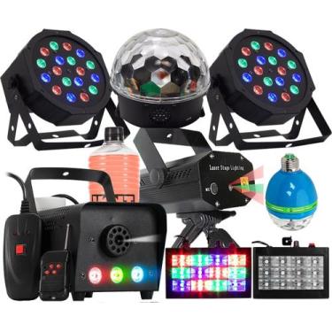 Imagem de Kit Completo De Iluminação Para Festa Total 9x1 Laser Fumaça De Fumaça