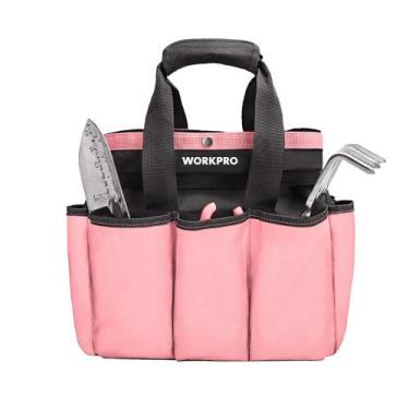 Imagem de Bolsa de jardim WORKPRO Garden Tool Tool Storage com 8 bolsos rosa