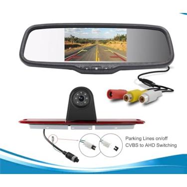 Imagem de IPoster 5 polegadas monitor de espelho retrovisor de carro 1080P câmera de ré de backup compatível com Mercedes-Benz Sprinter W906 Crafter 2007 a 2019