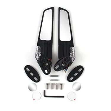 Imagem de Espelhos laterais de asa de motocicleta, espelho retrovisor giratório duplo integrado compatível com RSV1000R RSV4 R Factory RS125 GPR125, GSX1300R Hayabusa Katana 750 GSXR 600 750 1000 SV650