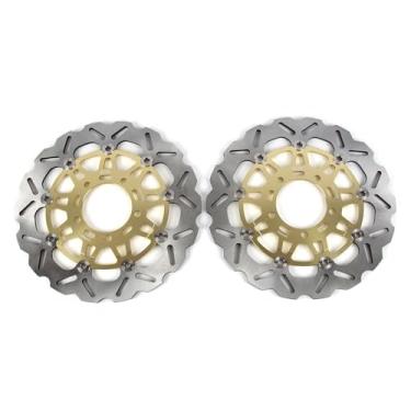 Imagem de 1 par de discos de freio dianteiros flutuantes de rotores compatíveis com Kawasaki Ninja ZX10R 2004-2007, Versy-s 1000 2012-2014 ABS 2015, Z1000 2007-2013, Z1000SX 2011-2019 ABS incluso, acessórios de