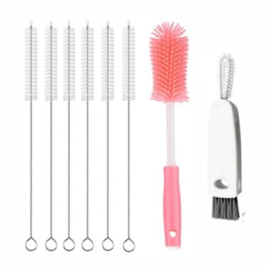 Imagem de Escova de garrafa de água para Owala, escova de limpeza de canudo para copos Owala/Stanley/Yeti, escova de tampa 3 em 1 para garrafas de água Owala 473 g/680 g/947 g/1,134 g (rosa)