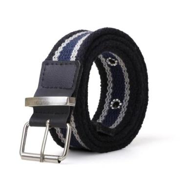 Imagem de Cinto Gorgurão Mesclado Preto/Azul Marinho - Fivela Rolete - Bless