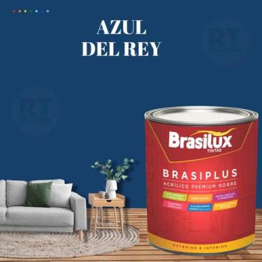 Imagem de Tinta Semi Brilho Cor Azul Petróleo 800ml Brasiplus Acrílica Lavável. 