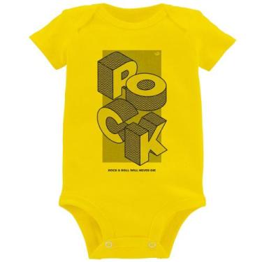 Imagem de Body Bebê Rock & Roll will never die - Foca na Moda, Amarelo, P