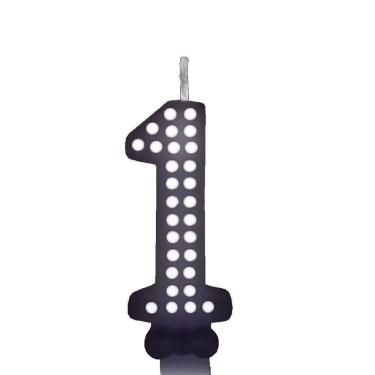 Imagem de Vela De Aniversário Poá Preto - N1