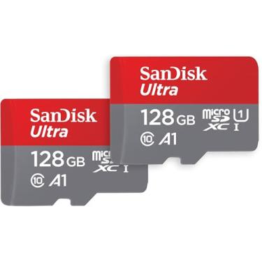Imagem de SanDisk Cartão de memória Ultra microSDXC UHS-I de 128 GB (2 unidades) com adaptador - SDSQUAB-128G-GN6MT [Nova versão]