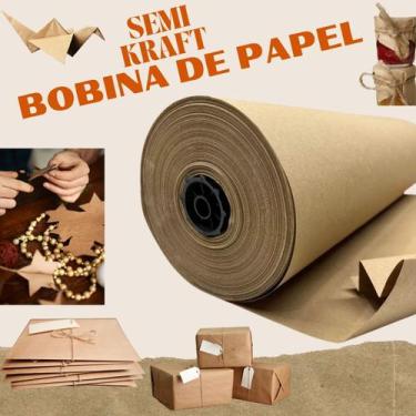 Imagem de Bobina de Papel Semi Kraft 60cm x 150m para embrulho, correios, artesa