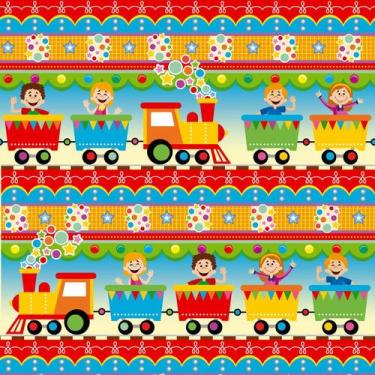 Imagem de Bobina de Papel para Embrulho de Presente 40cmx100m Infantil - SAO JOA