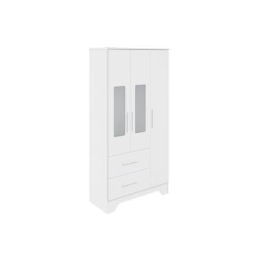 Imagem de Guarda Roupa 3 Portas Popy Retrô c/ (2 c/ petg) e 2 Gavetas Branco - Peroba