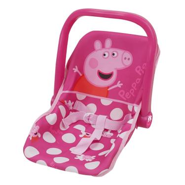 Imagem de Assento de carro Baby Doll Peppa Pig rosa e branco com pontos até 18