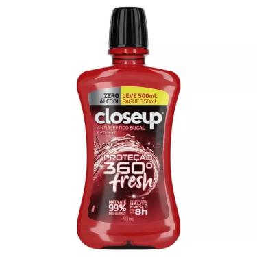 Imagem de Enxaguante Bucal Antisséptico Zero Álcool Red Hot Closeup Proteção 360° Fresh Frasco Leve 500ml Pague 350ml