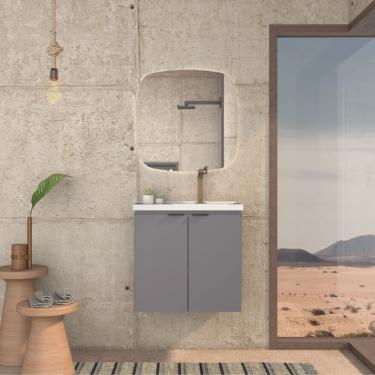 Imagem de Gabinete para Banheiro com Lavatório Aster 60 Cinza