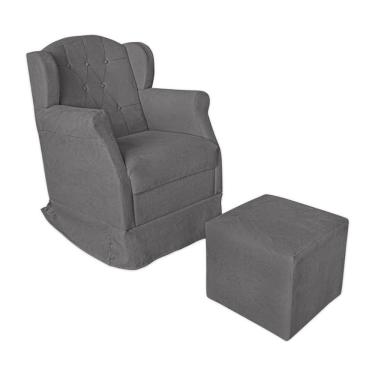 Imagem de Poltrona Amamentação Com Balanço E Puff Luxo Suede Manuela Cor: cinza