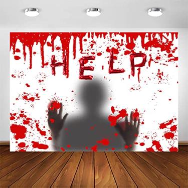 Imagem de Avezano Pano de fundo com tema de Halloween assustador de horror Hallowmas Help Me with Bloody Hands para crianças, adultos, família, festa de Halloween, sessão de fotos (3 x 2 m)