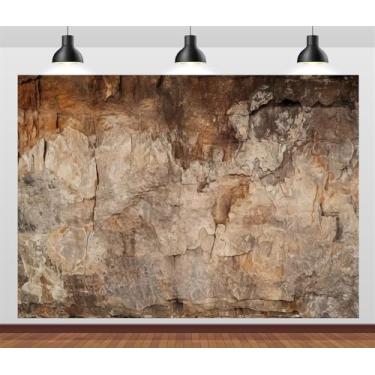 Imagem de BELECO Pano de fundo arqueológico de parede de caverna de tecido 22 x 15 cm, vintage, textura de pedra marrom, fundo arqueológico para decoração de festa, sessão de fotos, adereços de tudio