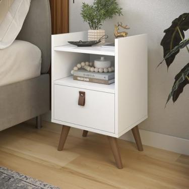 Imagem de Mesa de Cabeceira Retro Flow com gaveta Quarto Nicho (Branco)