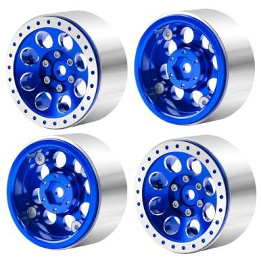 Imagem de CNszlan 1.3 Beadlock Wheel Rims for SCX24 TRX4M Upgrade 1/24 1/18 RC Crawler Car (Blue)