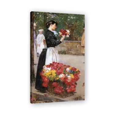 Imagem de Impressões em tela famosas, "Flower Girl", reprodução em tela, reproduções de arte clássicas, decoração de parede moderna para sala de estar escritório. Moldura interna 30x50cm-11,8x19,6 pol