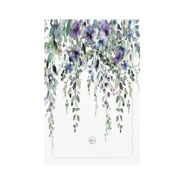 Imagem de Thsanju Capas para interruptores de luz, azul, roxo, folhas de eucalipto, boho, botânica, decorativas, placas de interruptor, 1 grupo em branco, sem dispositivo, capas de tomada, placas de parede