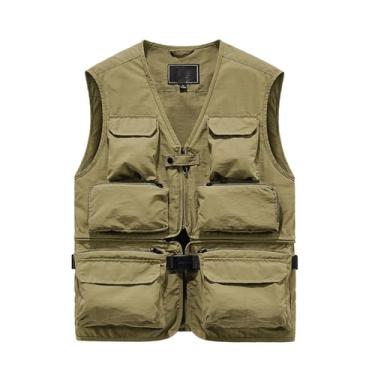 Imagem de Colete De Pesca Respirável Sem Mangas Masculino Com Vários Bolsos, Jaqueta Caça E Tiro Fotográfico À Prova De Vento Para Lazer, Para Escalada, Aventura Ao Ar Livre, Viagens(Khaki,3X-Large)