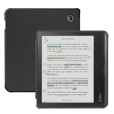Imagem de Stianiiie Capa para 7 polegadas Kobo Libra Cor/Libra 2 eReader Capa de couro PU premium, preta