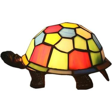 Imagem de Bela Lâmpada, Luz De Mesa Industrial Estilo Loft Luz Noturna Tiffany Forma De Tartaruga Para Crianças - Luminária De Luz, Lâmpada De Mesa De Cabeceira Elétrica Decorativa, Multi-colored