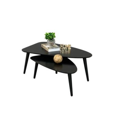 Imagem de Conjunto Mesa de Centro Paris Retangular Decorativa, 2 Peças para Sala de Estar, Escritório ou Sofá Canto (Preto)